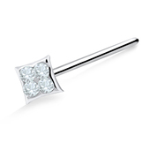 Stone Square Shaped Silver Straight Nose Stud NSKA-623